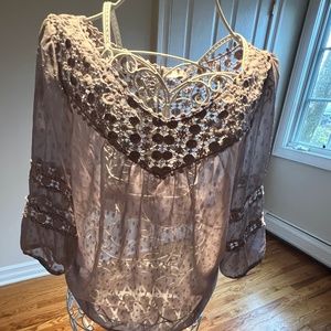 L'affaire Boho Crochet neck blouse.